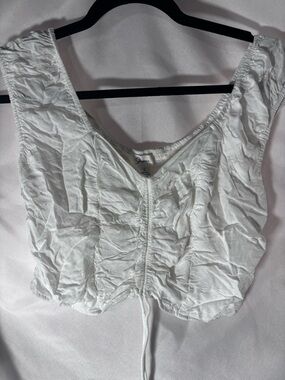 Japna White Ruched Front‎ Cropped Tank